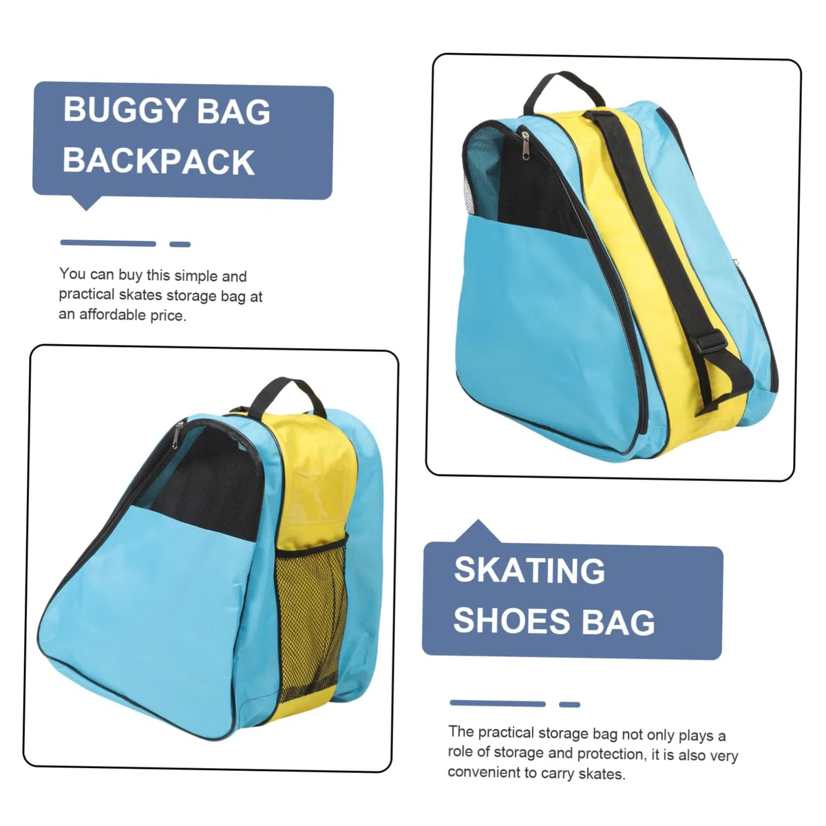 Toddmomy Borsa per Pattini Roller Uomo in Nailon Resistente, Zaino Comodo per Protezione e Trasporto Scarpe da Pattinaggio Artistico e Roller