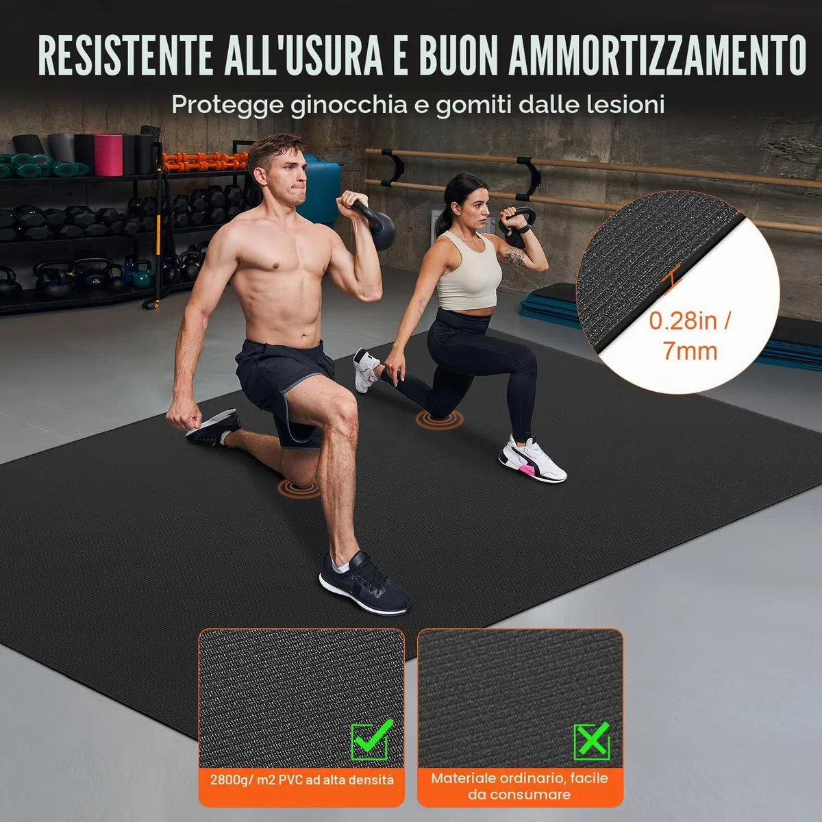 VEVOR Tappetino per Esercizi Yoga Premium ad Alta Densità Antiscivolo Tappetino per Fitness Esercizi con Borsa e Tracolla, per Tutti i Tipi di Yoga a Casa, Pilato e Allenamento a Terra 2440x1530 mm