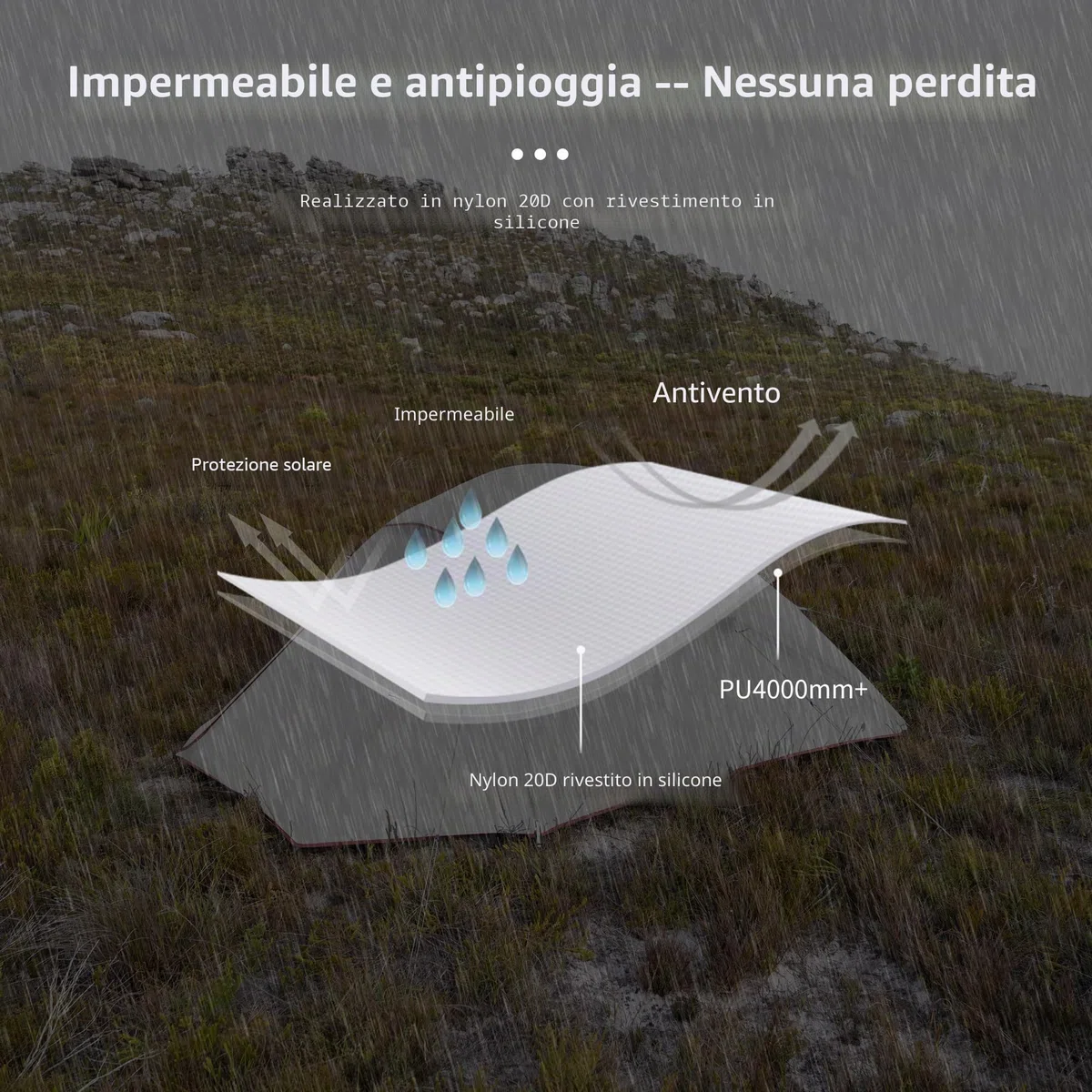 Naturehike cloud-up Ultralight 3 persona tenda impermeabile Double-Layer camping campeggio (20D Grigio)