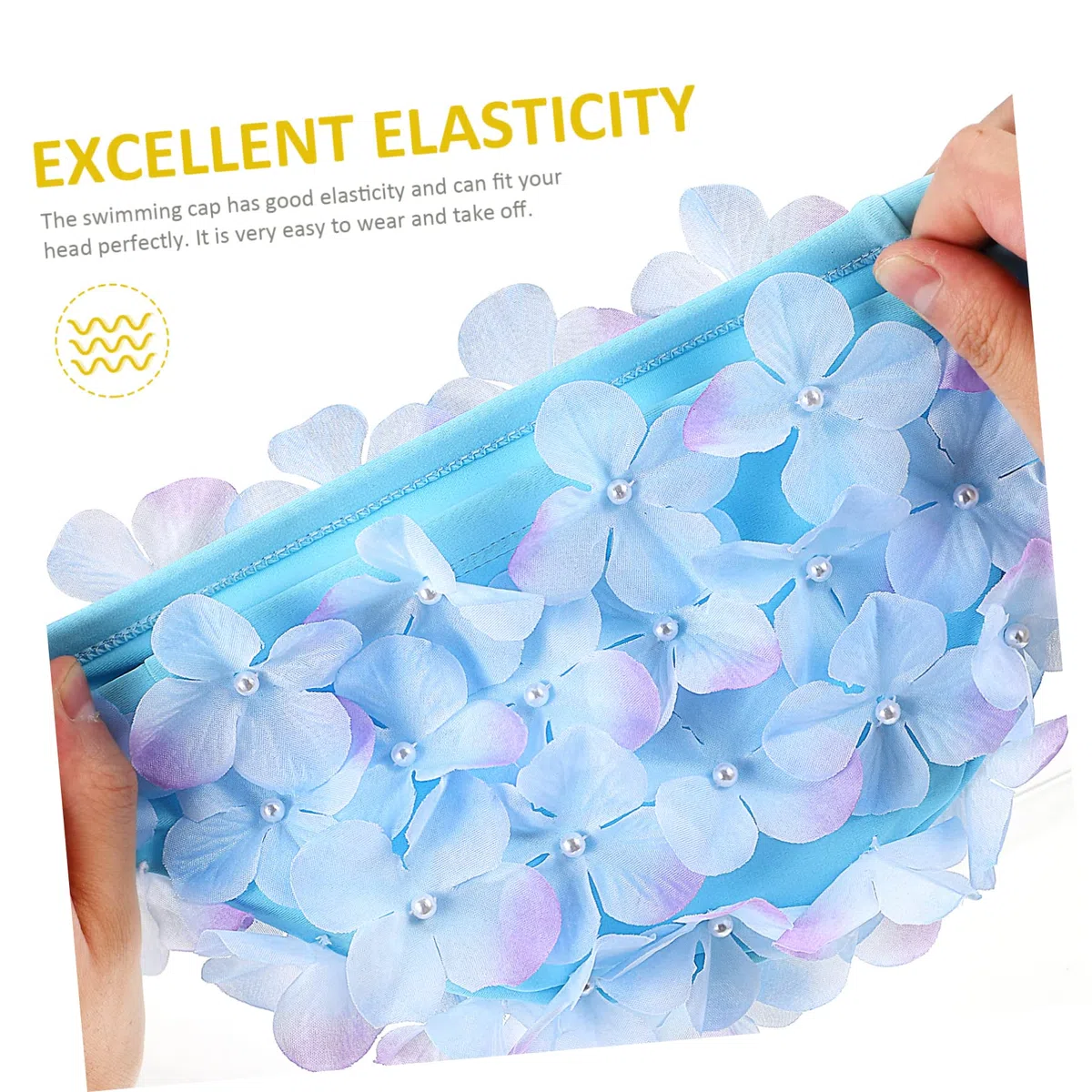 KOMBIUDA Cuffie da Piscina con Fiori 3d Stile Raffinato in Nailon, Design Antiscivolo che Riduce L'attrito dei Capelli, Confezione da 2 Unitá per Festa Estiva e Spa