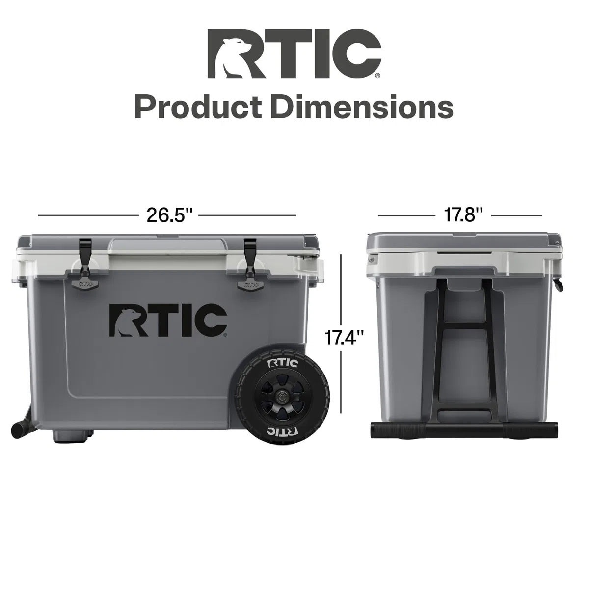 RTIC Contenitore per il ghiaccio portatile con ruote, ultra leggero, isolato, per spiaggia, bevande, bevande, campeggio, picnic, pesca, barca, 30% più leggero rispetto ai refrigeratori rotomolded