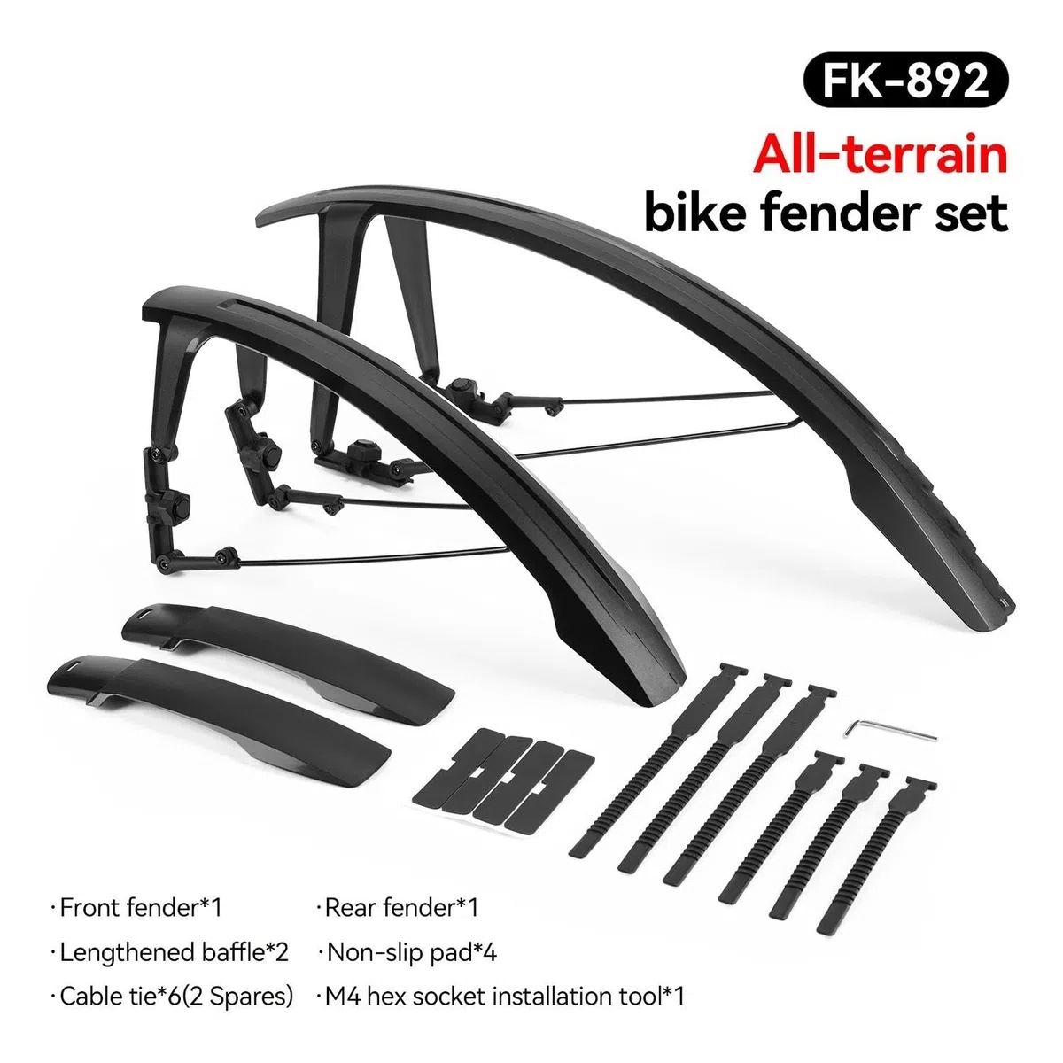 Parafango Accessori di protezione per bici a sgancio rapido parafango bici | Bicicletta resistente in materiale PP Bicicletta liberamente regolabile