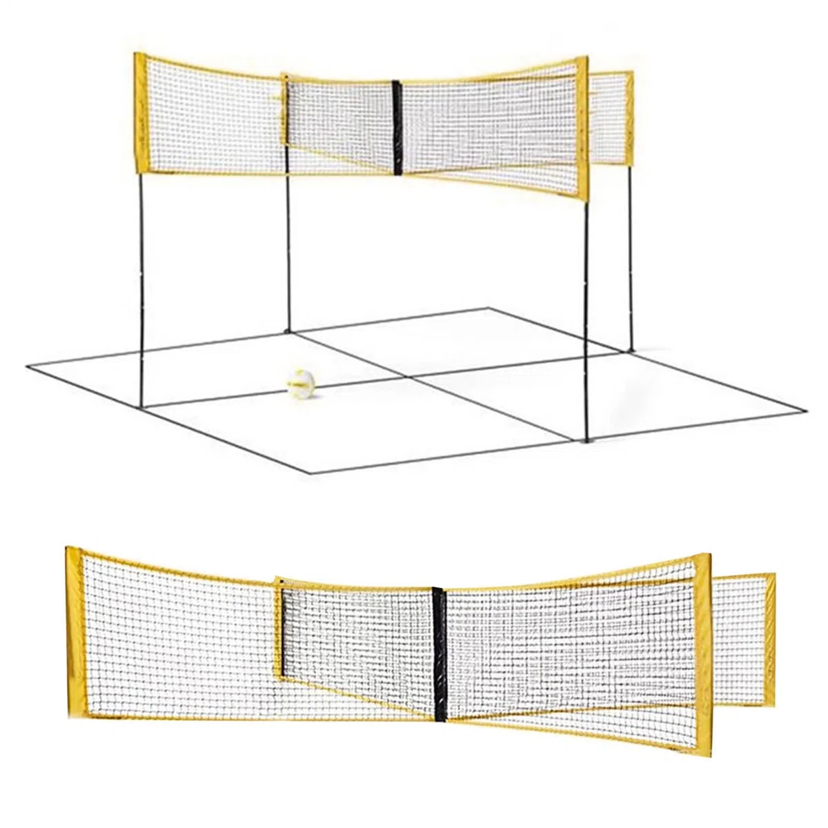 Set rete da beach volley – Rete sportiva ad altezza regolabile | in nylon resistente per tutte le stagioni con pali stabili, attrezzatura da portatile per esterni a montaggio rapido |