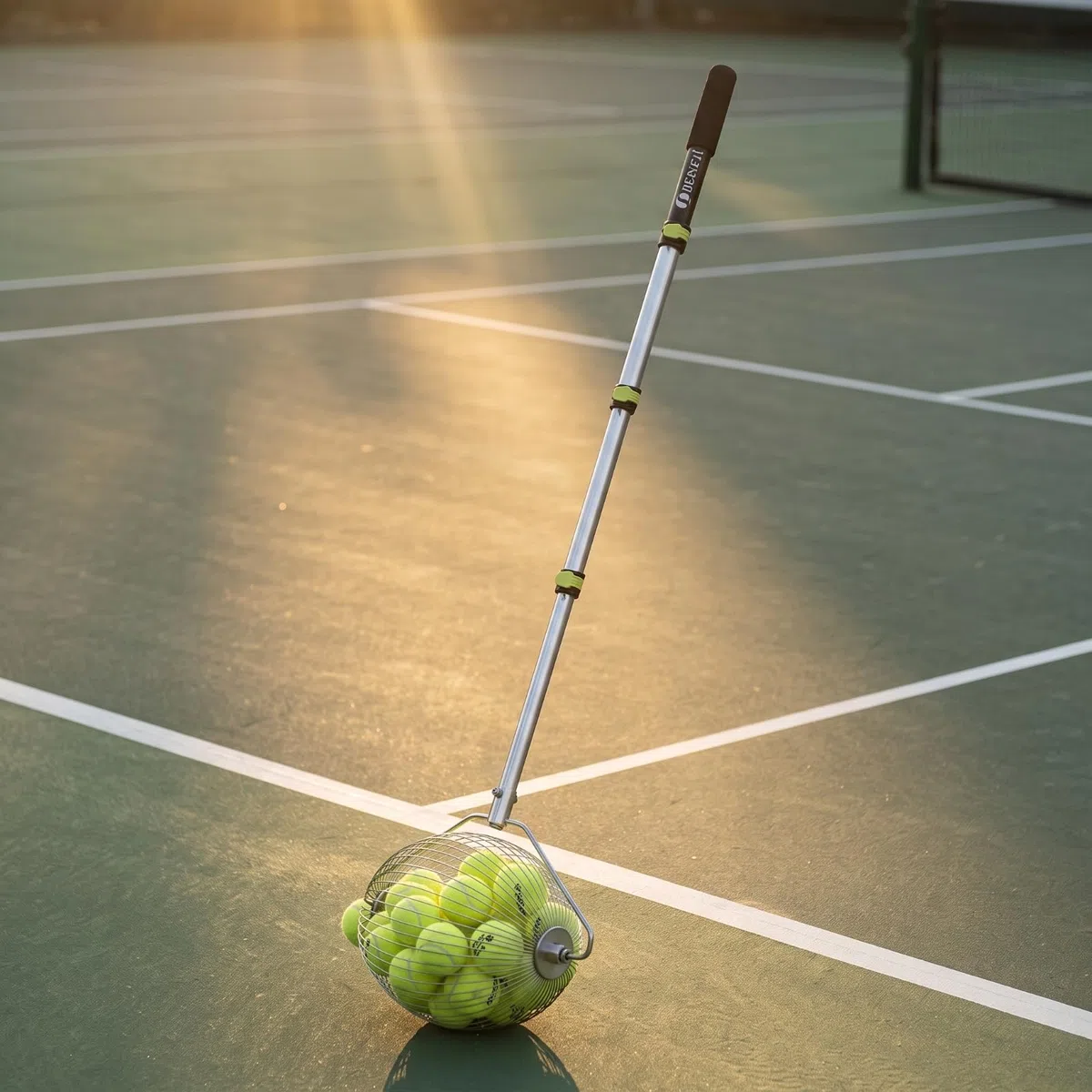Raccoglipalline da Tennis Cestino a Filo Asta Telescopica Lunghezza Variabile Impugnatura Confortevole Acciaio Inossidabile Raccolta Senza Piegarsi