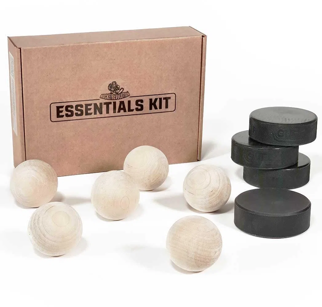 Hockey Revolution Essentials Kit – Palline svedesi in legno con dischi da hockey e disco in plastica resistente – Abilità di dribbling del pavimento, Deke e trapani per la manipolazione delle palle