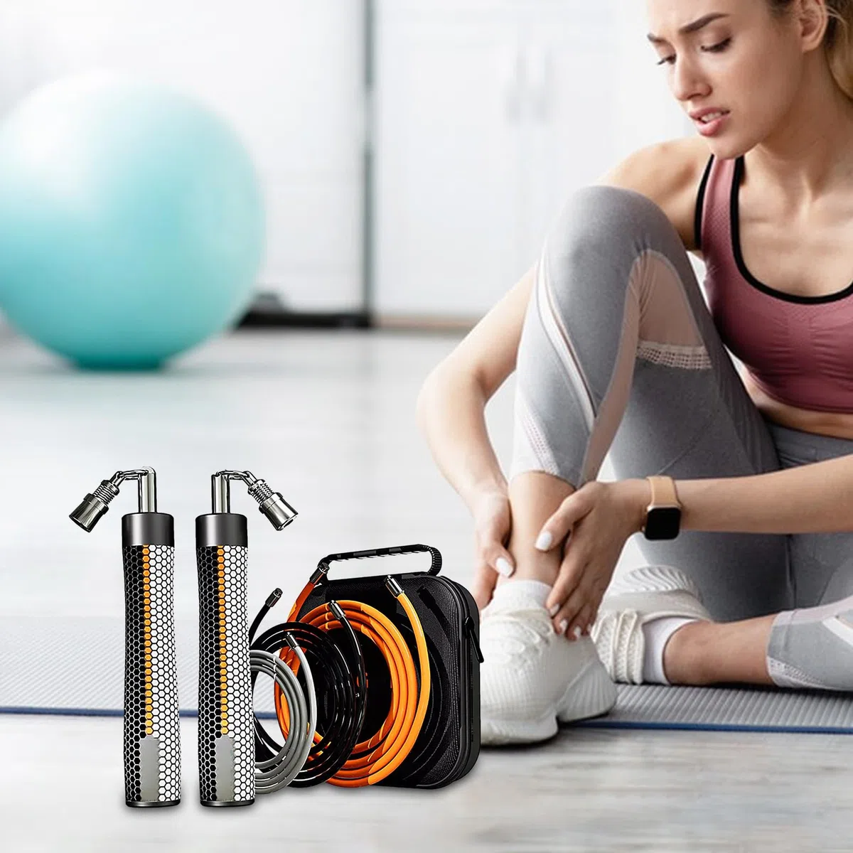 Corda per saltare | Corda per saltare | Cavo portatile ponderato | Comoda impugnatura | Attrezzatura da allenamento con contatore | Velocità rapida regolabile per fitness