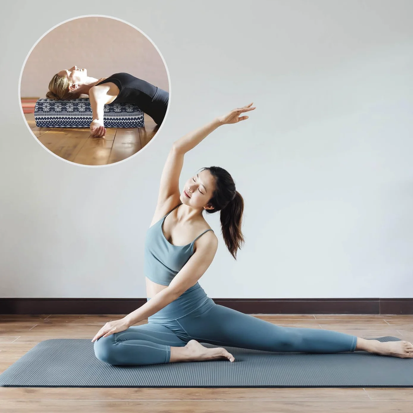 eckiges Yoga Bolster » paravati « con Bio di grano saraceno Shell (KBA)Lunghezza ca 67 cm & diametro ca 13 cm – Ideale come cuscino per YogaZafu Cuscinocuscino da meditazionemeditiations