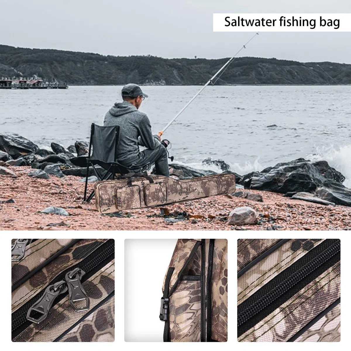 Custodia per canna da pesca – Borsa portaoggetti a 2 strati, ampia apertura, grande capacità, per gli appassionati di pesca, Ssc, Refer to , Unisex | Grande Borsa Per Canna Da Pesca Per Lago Acqua Salata Acqua Barca Kayak Spiaggia Campeggio Escursionismo