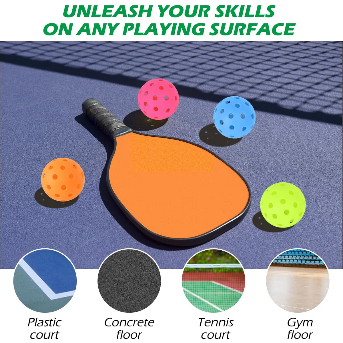 Palline da pickleball da esterno, 40 fori, confezione da 3/12/48 per sport all'aperto, rimbalzo elevato e durevole sottaceto per tutti gli stili di paddle e campi con borsa