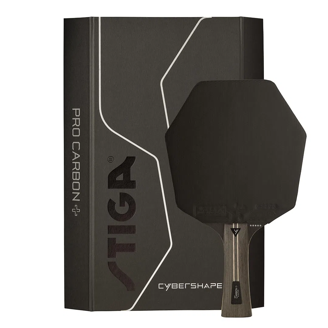 STIGA Racchetta da Tennis Tavolo Cybershape Pro Carbon+, Racchetta da Ping-pong a 5 Stelle, con Forma Esagonale per Giocatori Professionisti dallo Stile Offensivo
