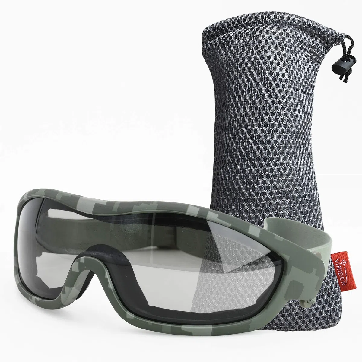 Viriber Occhiali da moto e bici, occhiali protettivi UV per esterni, antipolvere, occhiali da combattimento, occhiali militari, occhiali tattici per attività all'aperto (occhiali mimetici)