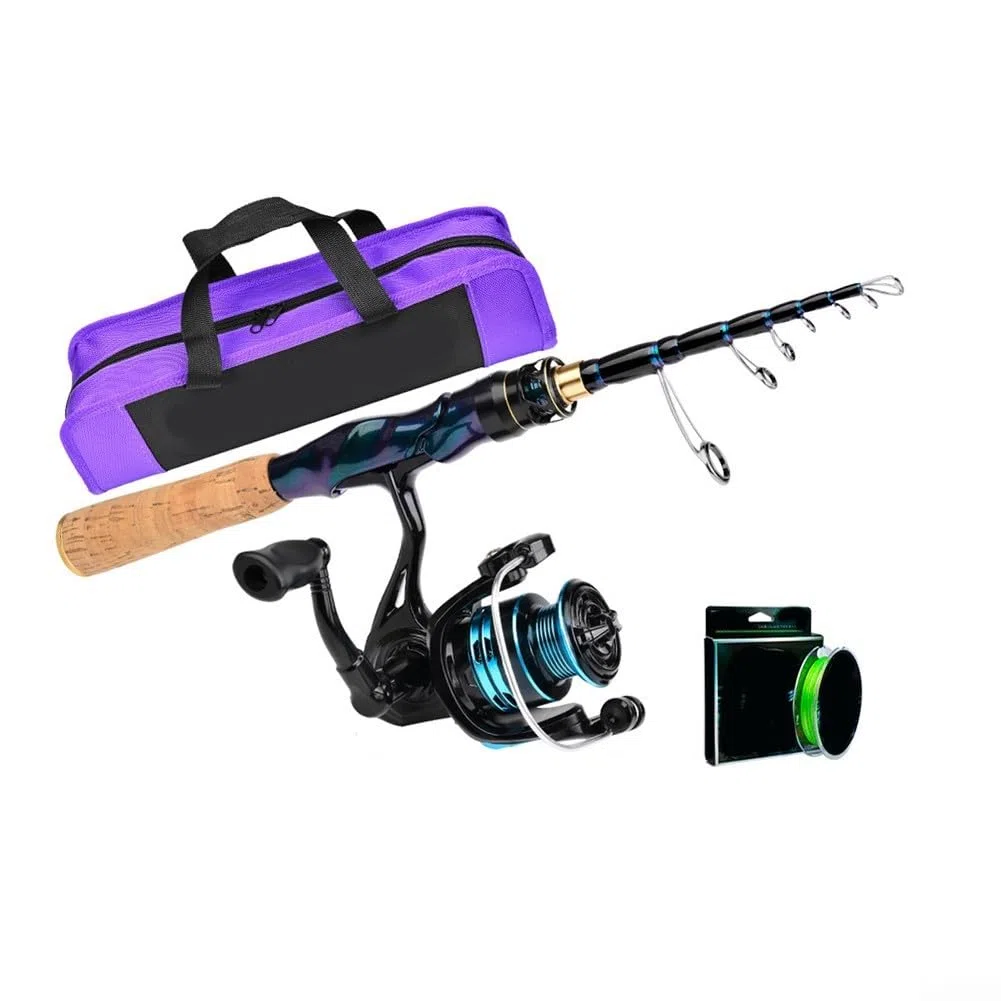 Canna da pesca telescopica e mulinello per Combo, Baitcasting o Lure Fishing Outfit con fibra di carbonio, attrezzatura da pesca per principianti in acqua salata per mare barca surf casting
