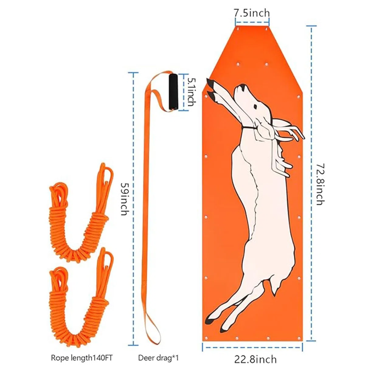 Slitta per cervi da caccia, slitta per cervi | Robusto e ispessito per la caccia – Slitta per la pesca sul ghiaccio, accessori da caccia con imbracature e corde per campeggio