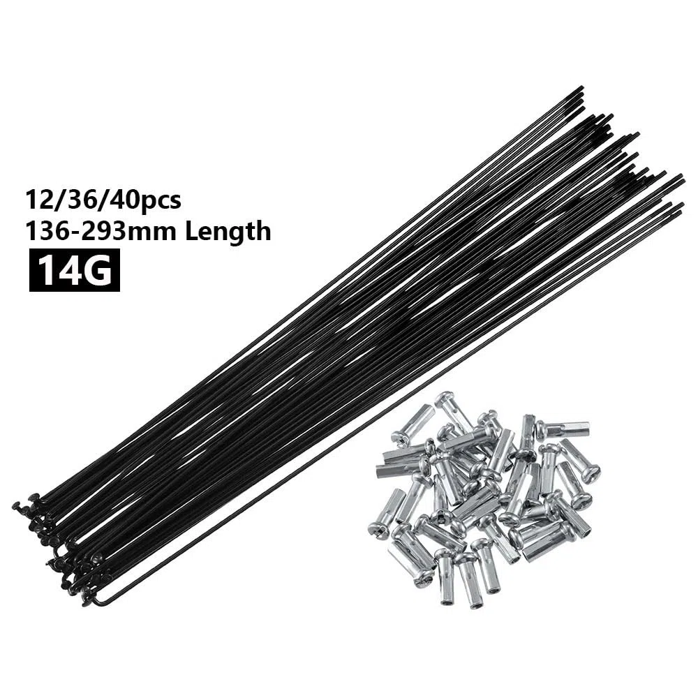 Raggi di Bicicletta Raggi in Acciaio for Bicicletta 14G J Bend 136-293 mm di Lunghezza con nippli Testa Dritta Parti di Ricambio for Bici Nero Bike Raggi(275mm X 36pcs)