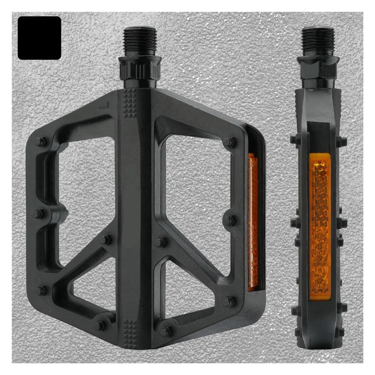 Pedali for bicicletta con piattaforma piatta doppio cuscinetto DU | Dotato di riflettore, parti di ricambio universali for ciclismo