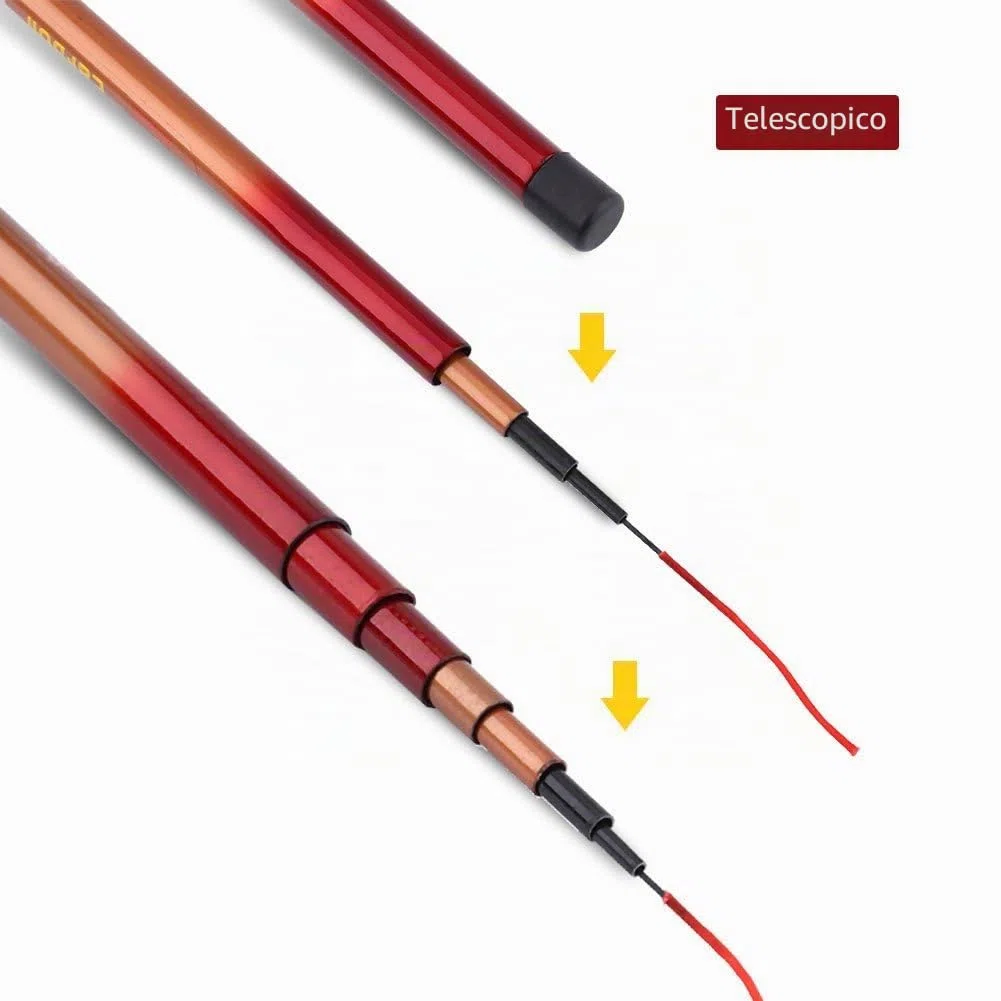 Canna da pesca telescopica, ultra leggera e ultra fine, canna da pesca in acciaio dolce 3,6M for principianti, pesca in fiume, viaggi e laghi
