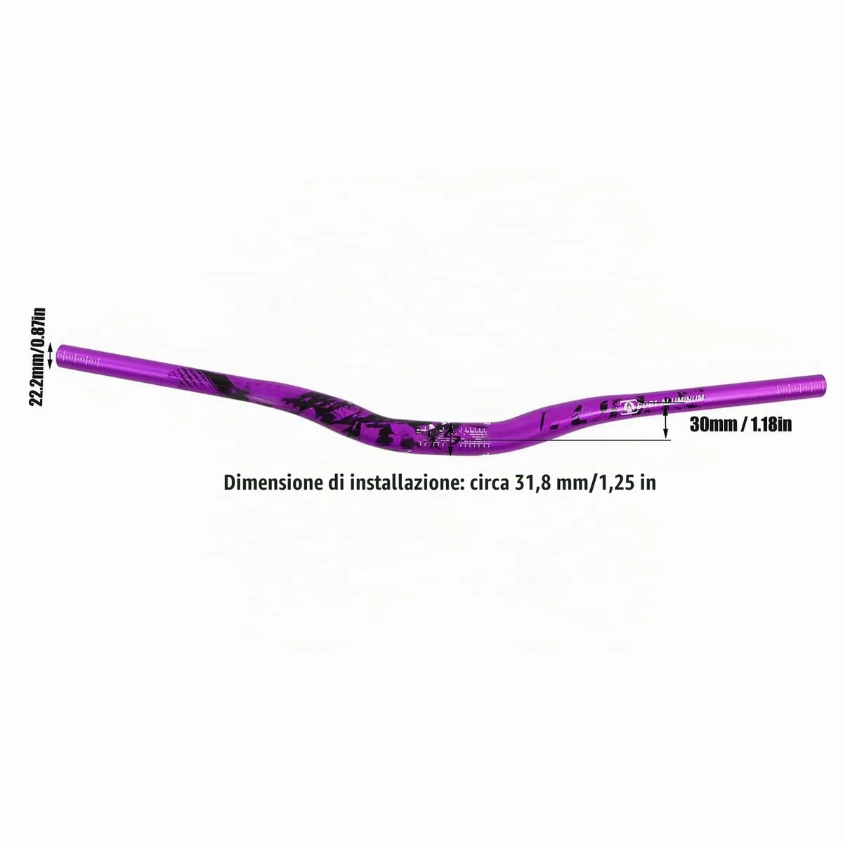 Agatige MTB Mountain Bike Bicicletta Manubrio Extra Lungo Lega di Alluminio 31.8x720mm 700mm Riser Bar(Viola)