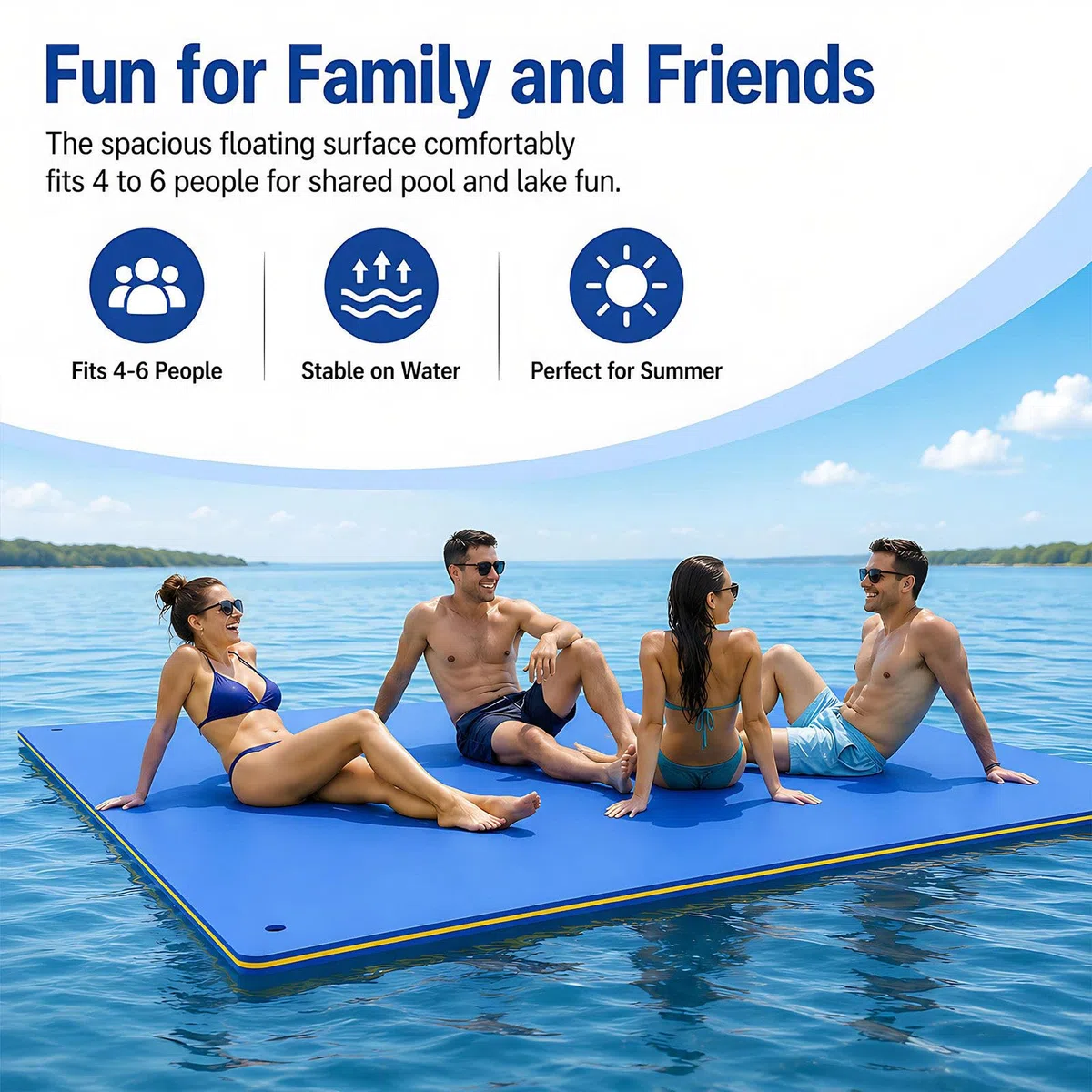 Tappeto Galleggiante XPE 3 Strati, 4-6 Pers., Lago Piscina 180x55cm | Schiuma XPE anti-strappo a 3 strati per massima durata nel tempo