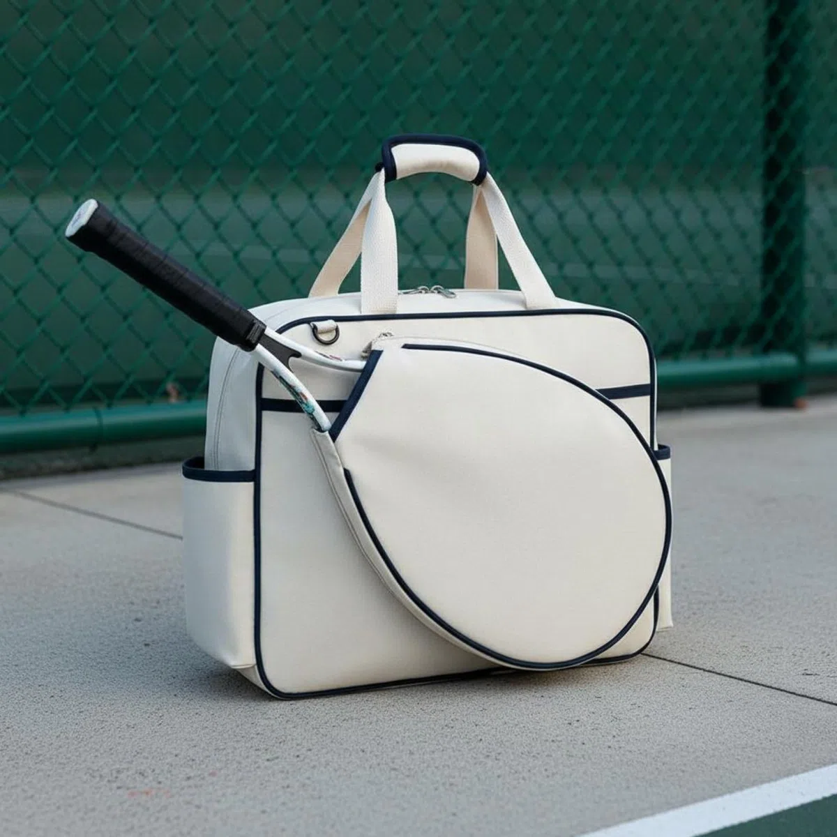 rockible Tennis Racket Case Borsa Racchette Borsa Tennis Sacca Sport Borsa Spalla in Tela Resistente All’acqua Dedicato per 2 Racchette Adatta a Campo Palestra, Nero, BordoNero