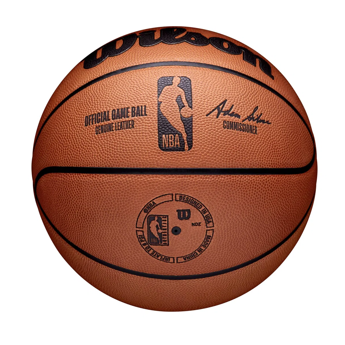 Wilson Pallone da Basket NBA OFFICIAL GAME BALL, Utilizzo Indoor, Pelle, Misura: 7, Marrone