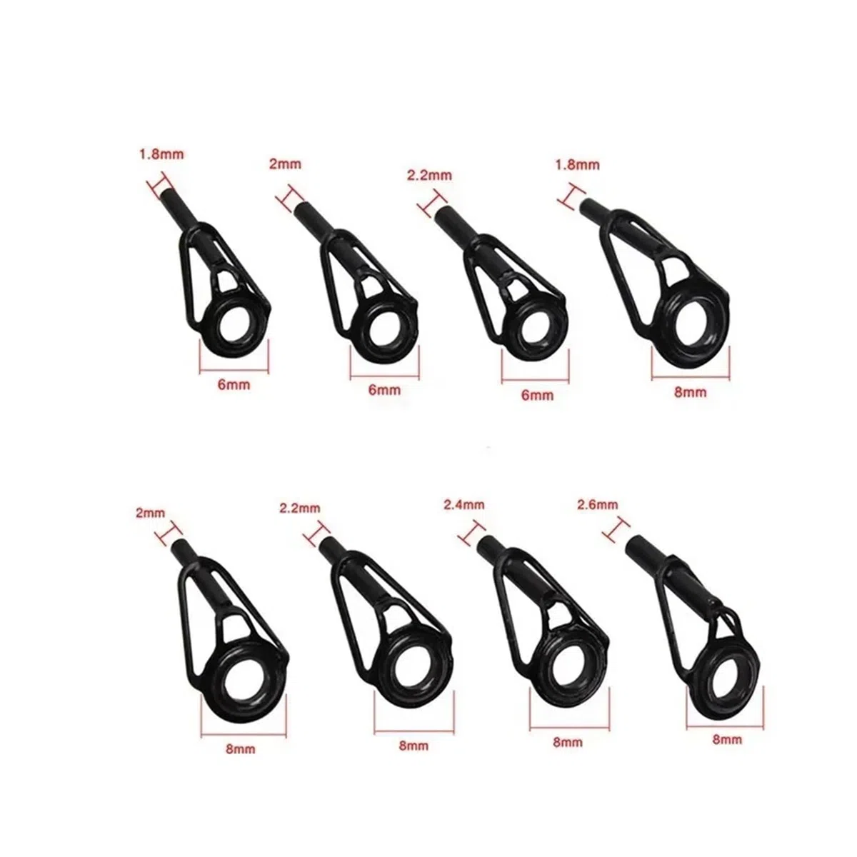 Pacchetto di Riparazione Superiore di Canna da PES Anelli di Ricambio for Punte di canne da Pesca in Acciaio Inossidabile, Confezione da 48 Pezzi, Diverse Misure(8pcs)