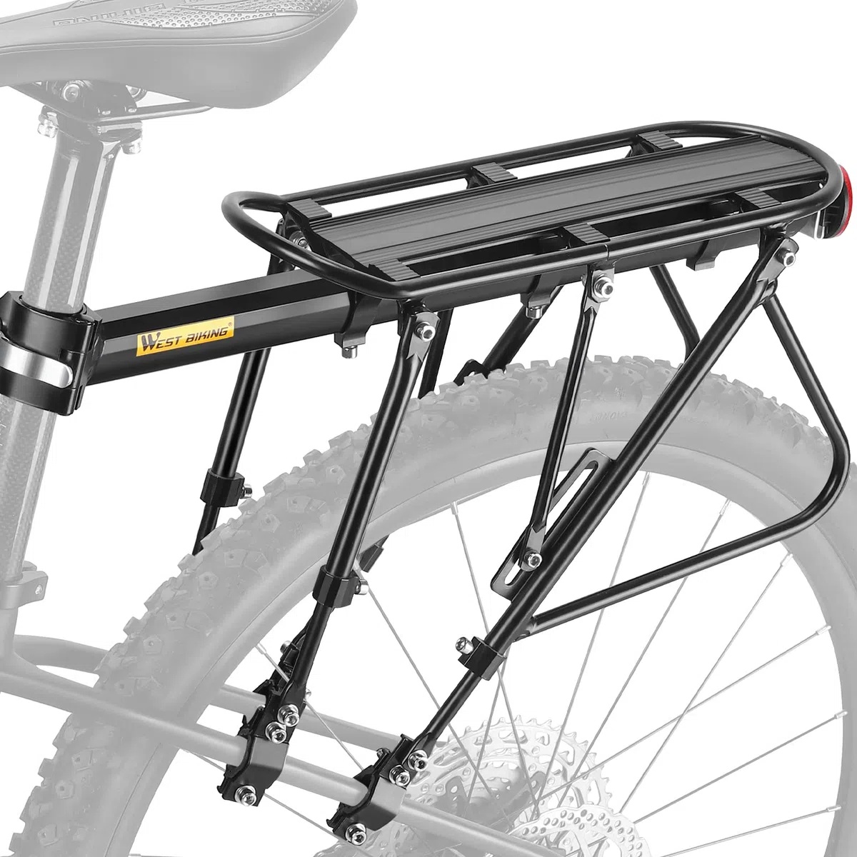 West Biking, portapacchi da bici, capacità 140,6 kg, solido cuscinetto universale regolabile, con poggiapiedi