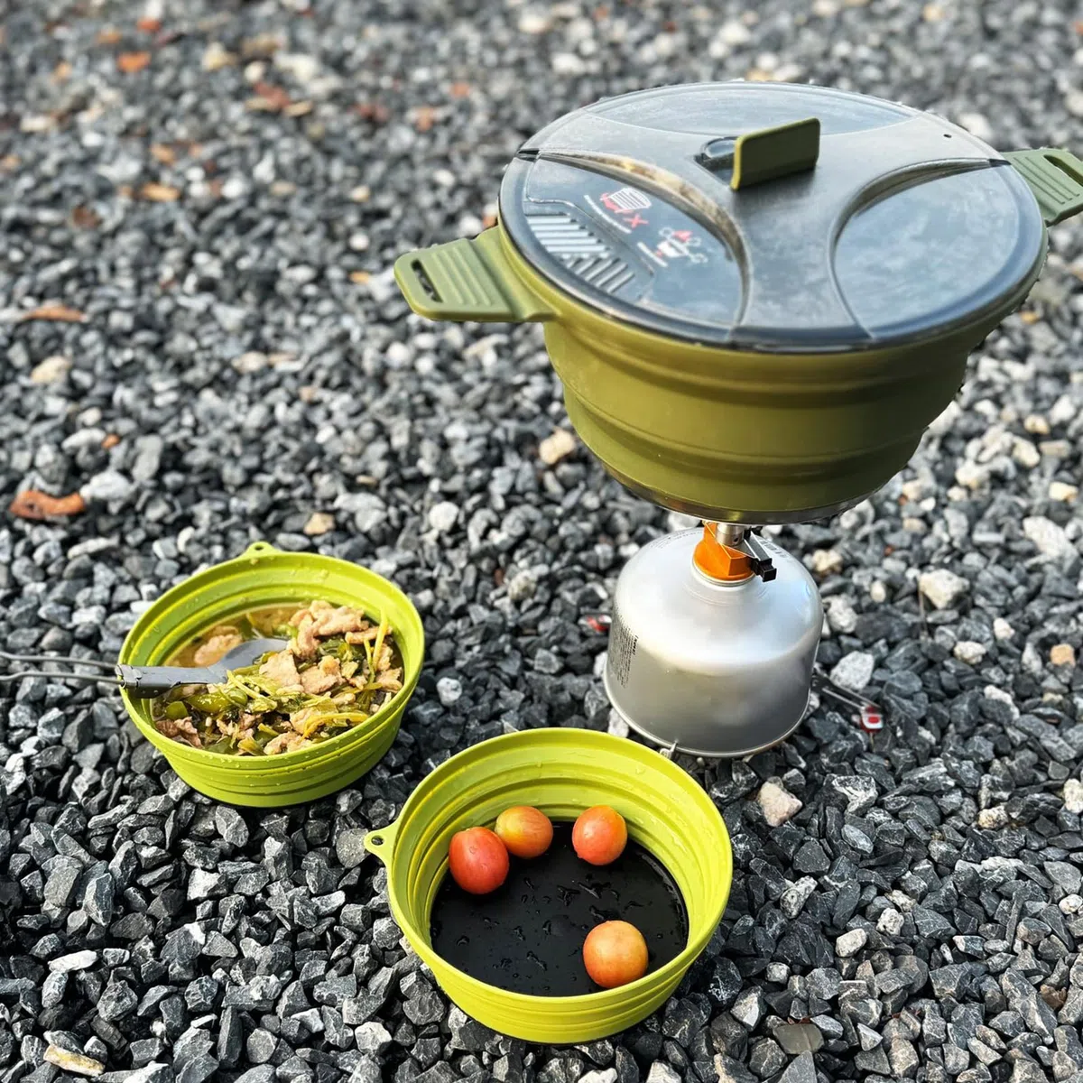 Set di padelle da campeggio - Pentola pieghevole, in acciaio inossidabile resistente al calore in silicone | Set di pentole per viaggi all'aperto, zaino in spalla, utensili da cucina, utensili,