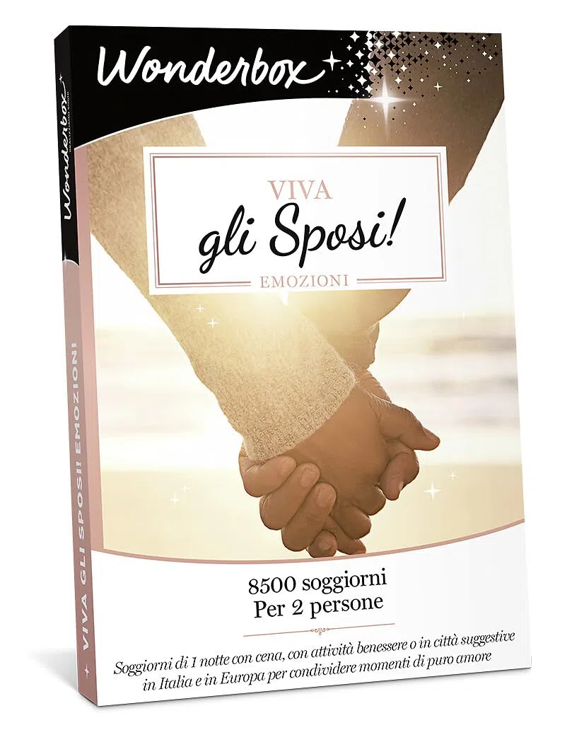 WONDERBOX - Cofanetto Regalo - Viva Gli Sposi - Emozioni - per 2 Persone | 1 notte con cena o attività benessere o in Italia o in Europa - Più di 8500 esperienze - Regalo di matrimonio e nozze