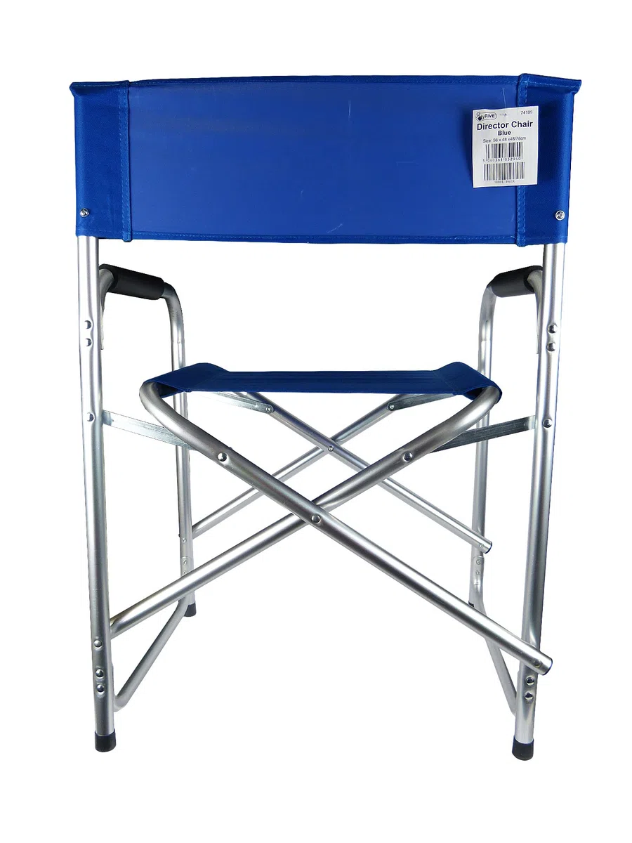 Hyfive Sedia pieghevole in alluminio blu con braccioli, da campeggio, pesca, giardino