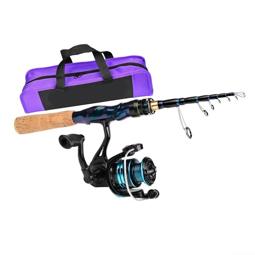 Canna da pesca telescopica e mulinello per Combo, Baitcasting o Lure Fishing Outfit con fibra di carbonio, attrezzatura da pesca per principianti in acqua salata per mare barca surf casting