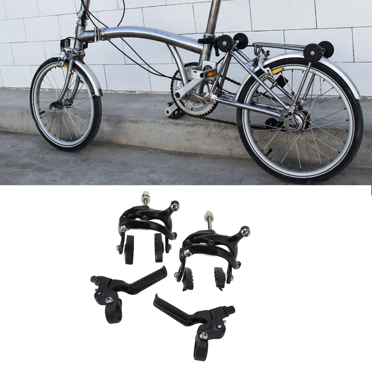 Changor Set Leve Freno Pinza Freno Bicicletta, Doppio Perno in Lega di Alluminio per Parti Modificate Bici Pieghevole