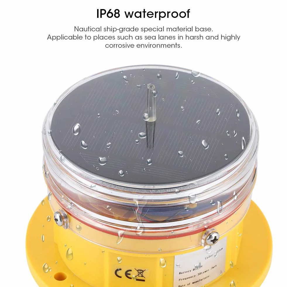 Qiilu Luce Di Fonda 360 Led Luce Di Fonda 360 Led Del Faro A Energia Solare Marina, Ip68 Impermeabile Nave Marine Dock Barge Faro Di Sicurezza Lampeggiante Laterale Illu