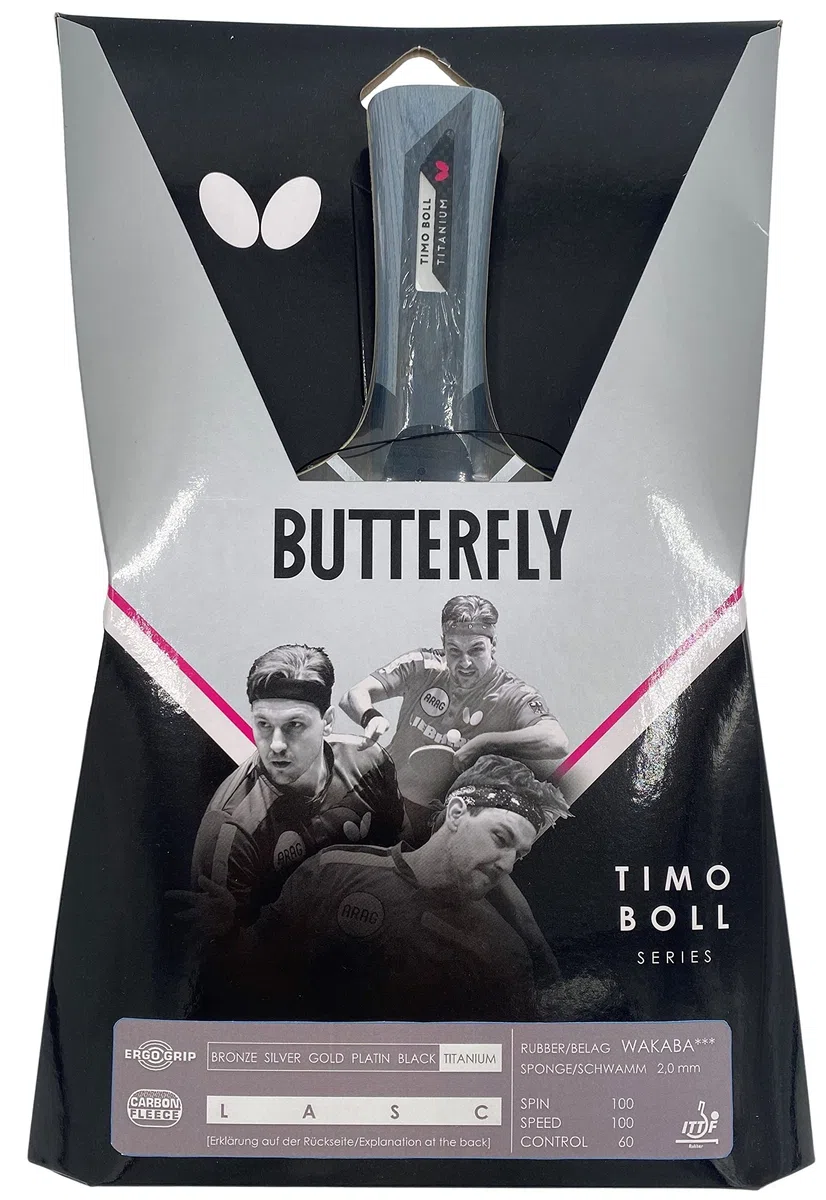 Butterfly Timo Boll Titanium - Racchetta da ping pong | rivestimento Wakaba certificato ITTF per competizione | spugna da 2,0 mm | giocatori professionali allenati
