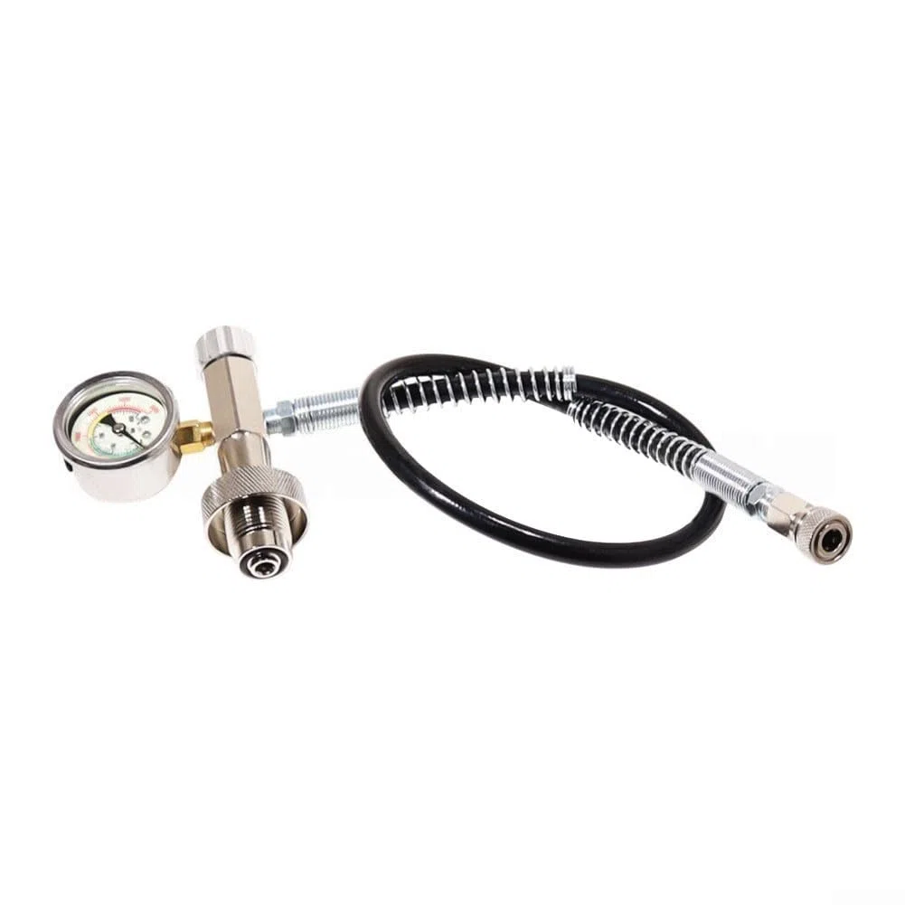 Alta pressione ARA Gauge 0-6000psi doppia scala | Per metallo pesante, gamma 0-6000psi, tubo ad alta pressione da 61 cm, doppia scala psi/bar, quadrante trasparente da 46 mm