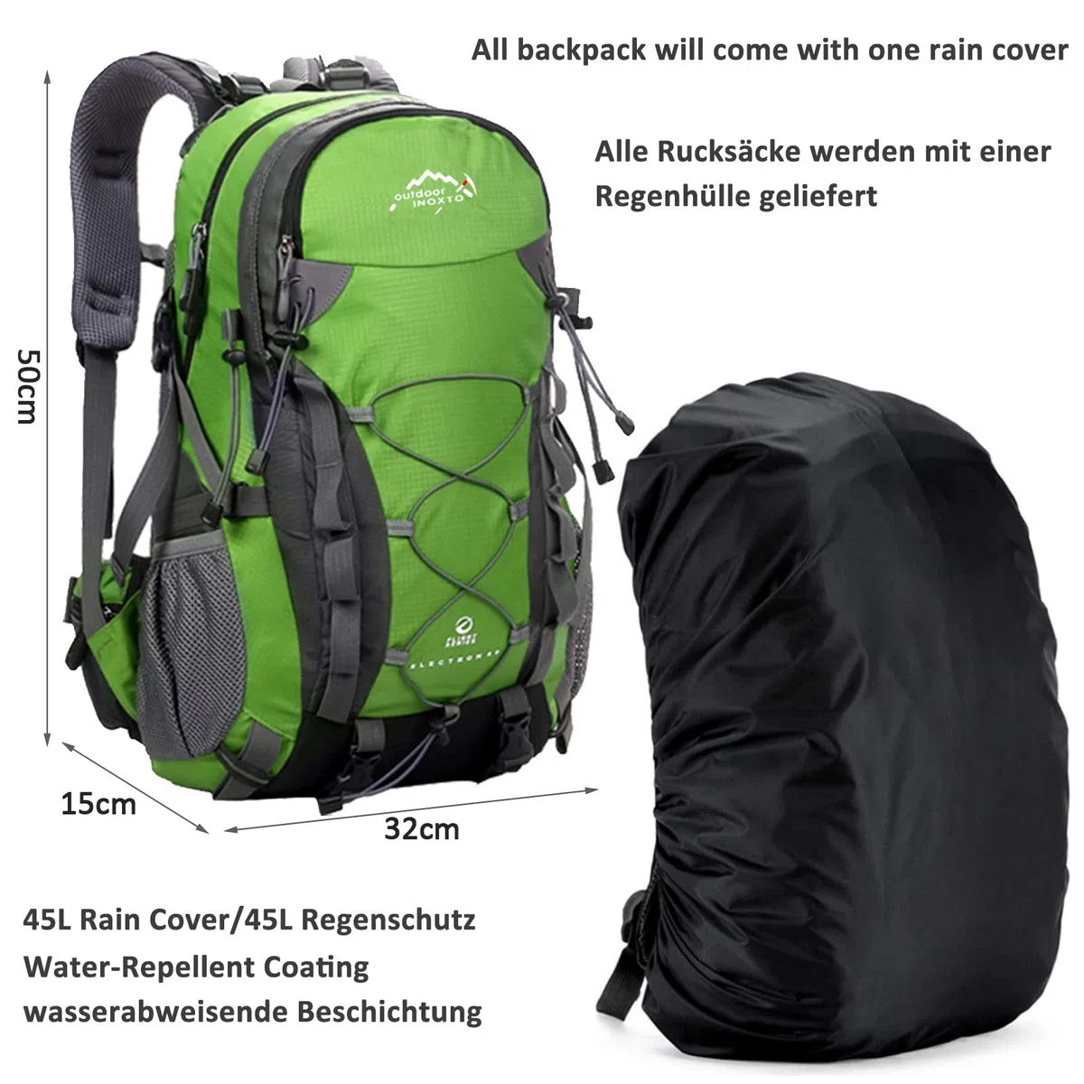 Zaino da hiking 40L Zaino da Trekking Con Copertura Antipioggia Impermeabile Leggero Zaino da Viaggio per all'aperto Zaino da Escursionismo Sportivo per uomini e donne