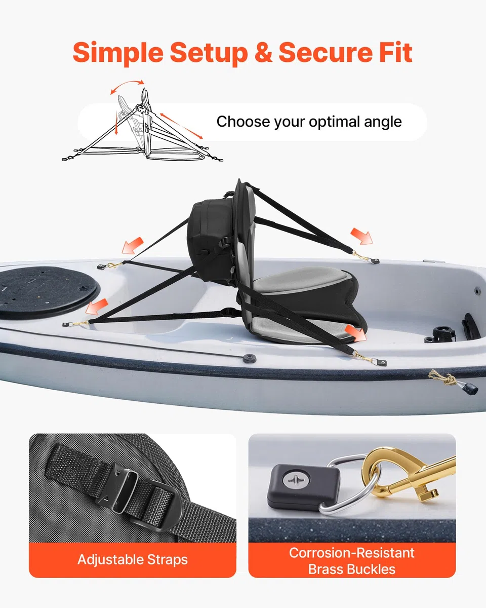 VEVOR Sedile per Kayak 1 pz Sedile con Schienale per Kayak Gonfiabile Spessore 31 mm Sedia con Schienale per Canoa Barca Paddleboard con Borsa Portaoggetti Cinghie Regolabili per SUP Barche da Pesca