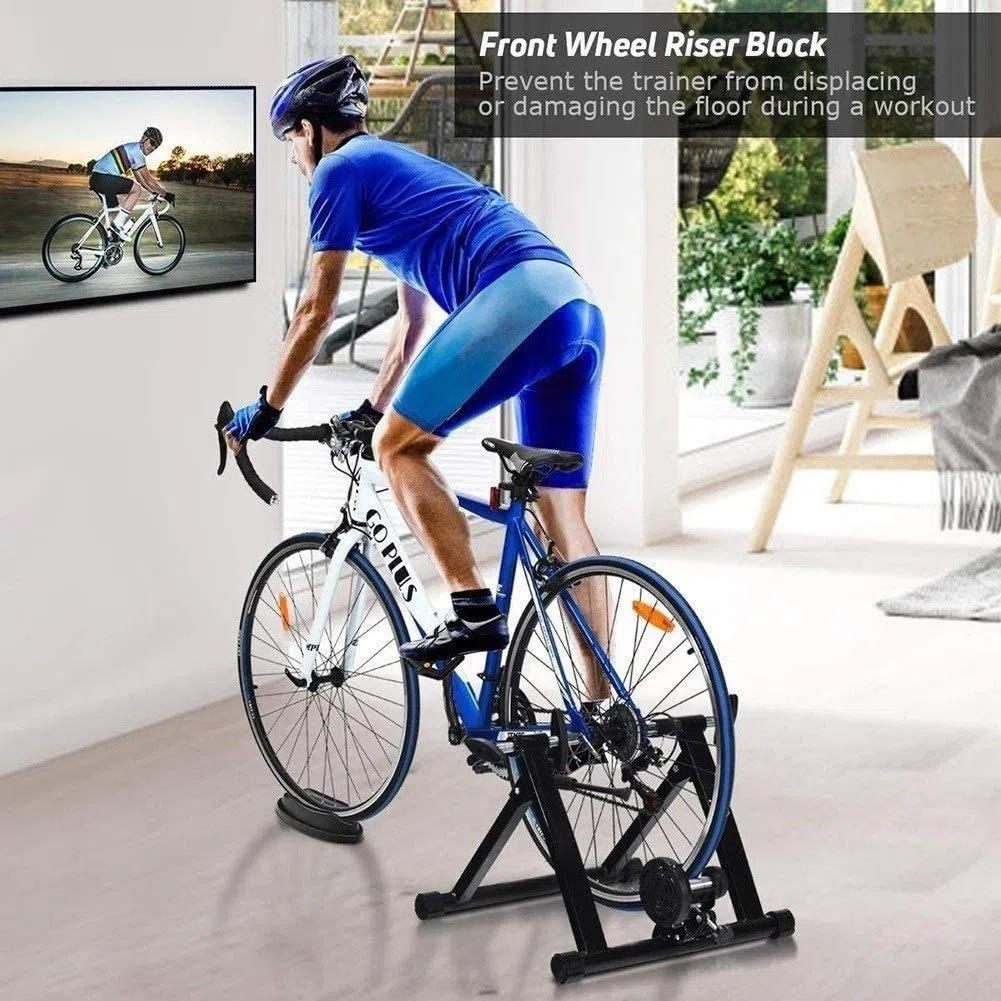 Rullo da allenamento pieghevole per bicicletta per cyclette da 26"-28" per biciclette Mountain bike, rullo da bicicletta con freno magnetico, ciclismo a casa, carico fino a 135 kg, wireless, da 2
