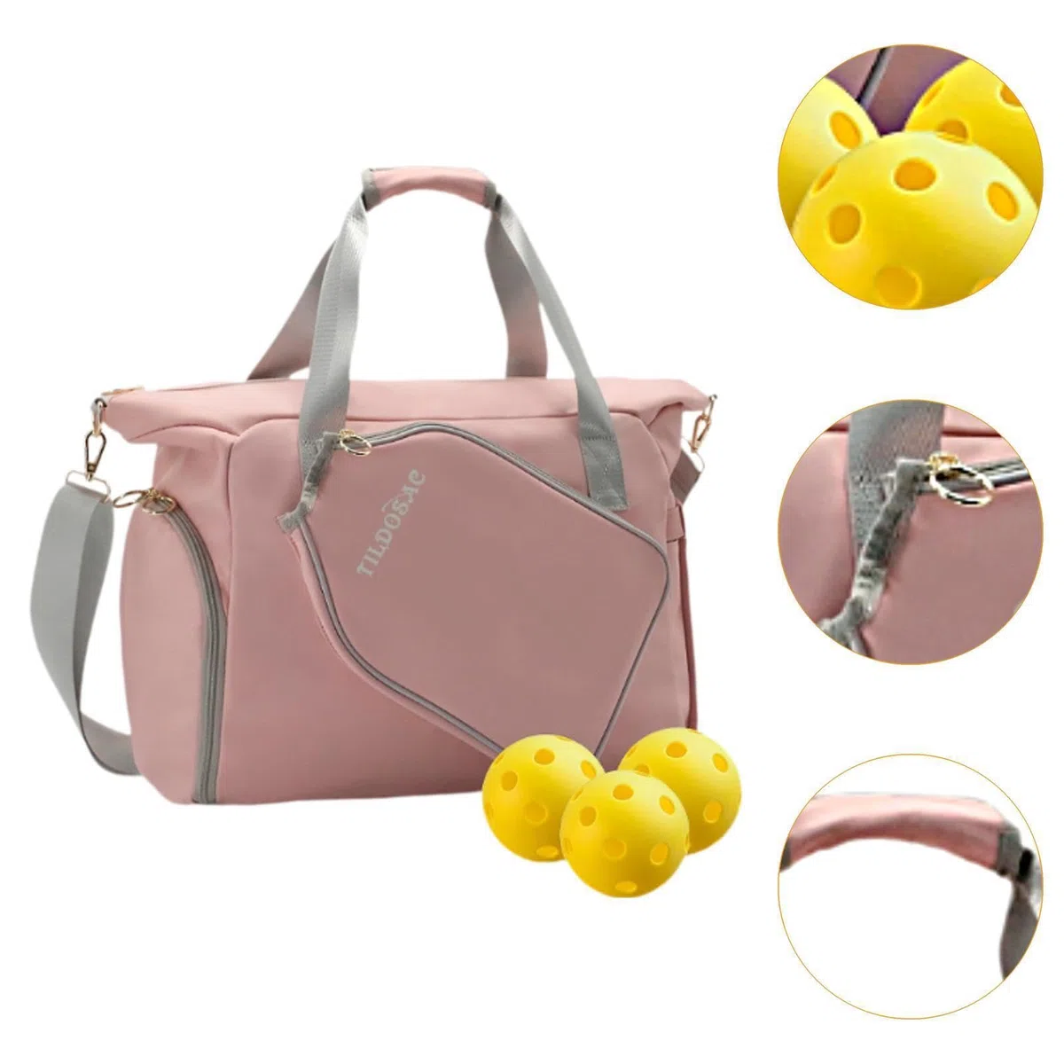 Borsa da Pickleball con Cerniera, Resistente, Comoda da | capacità, per attività divertenti all'aperto, allenamento fitness, borsa da pickleball, tote rosa da donna