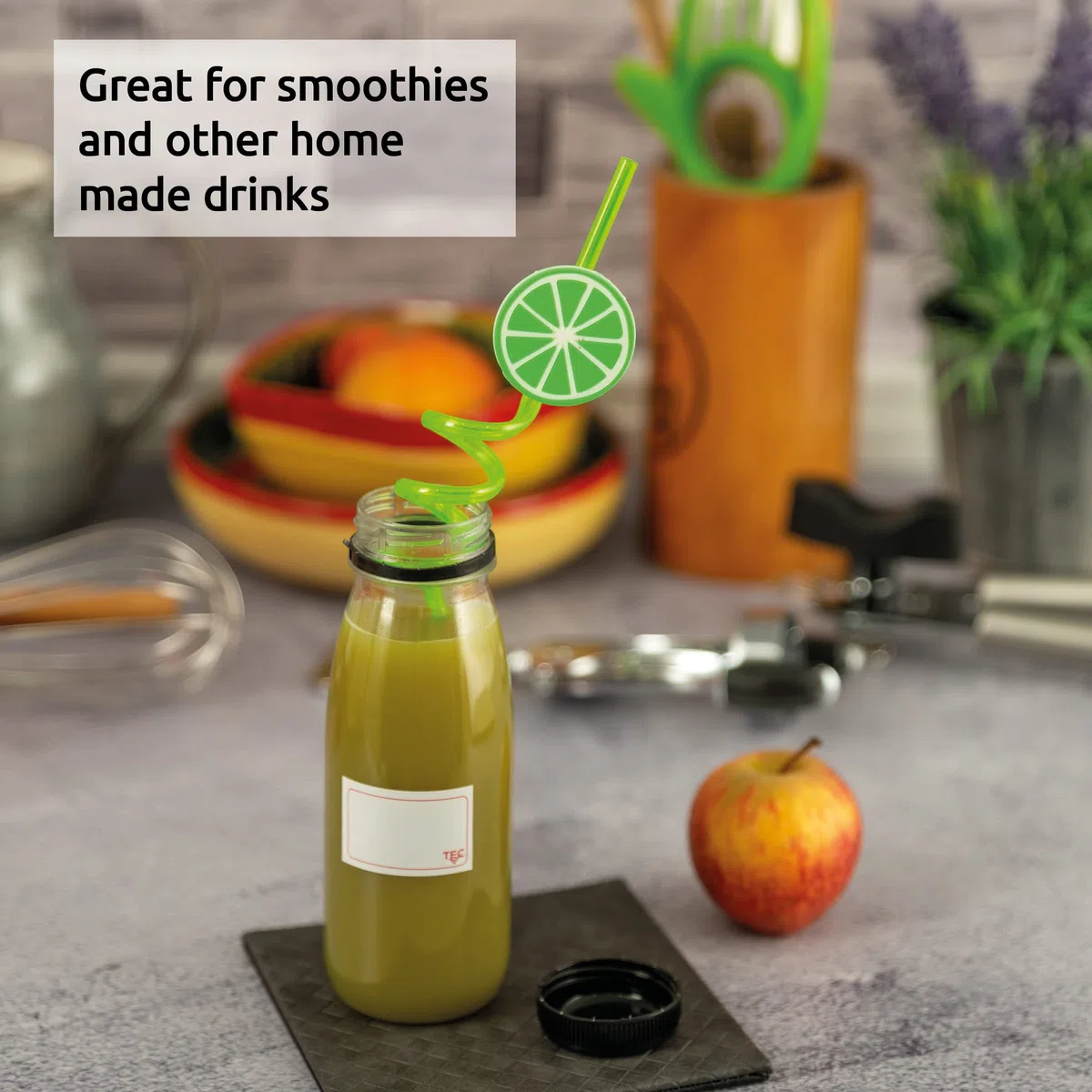 TEC Bottiglie di succo con coperchio, 250 ml, realizzate nel Regno Unito, 30% plastica PET riciclata, piccole, trasparenti, rotonde, anti-manomissione, mini drink (75)