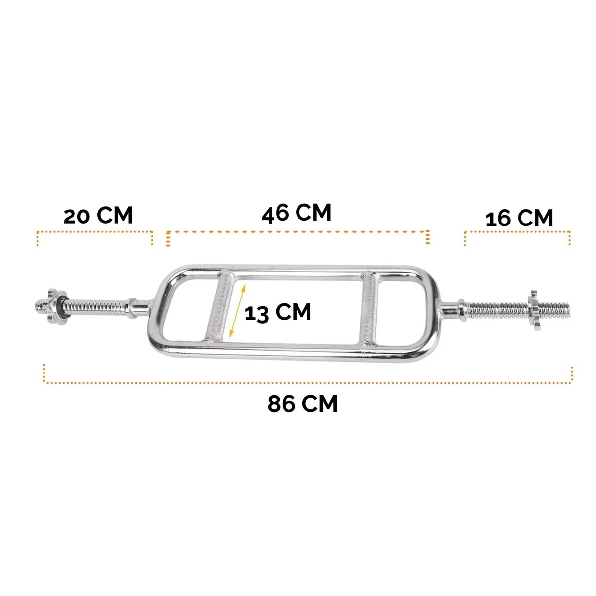 FFitness ASTA PER TRICIPITI 86 CM BILANCIERE CORTO MANUBRIO TRICEP CURL BAR 25 MM ALLENATORE TRICIPITI CON CHIUSURA