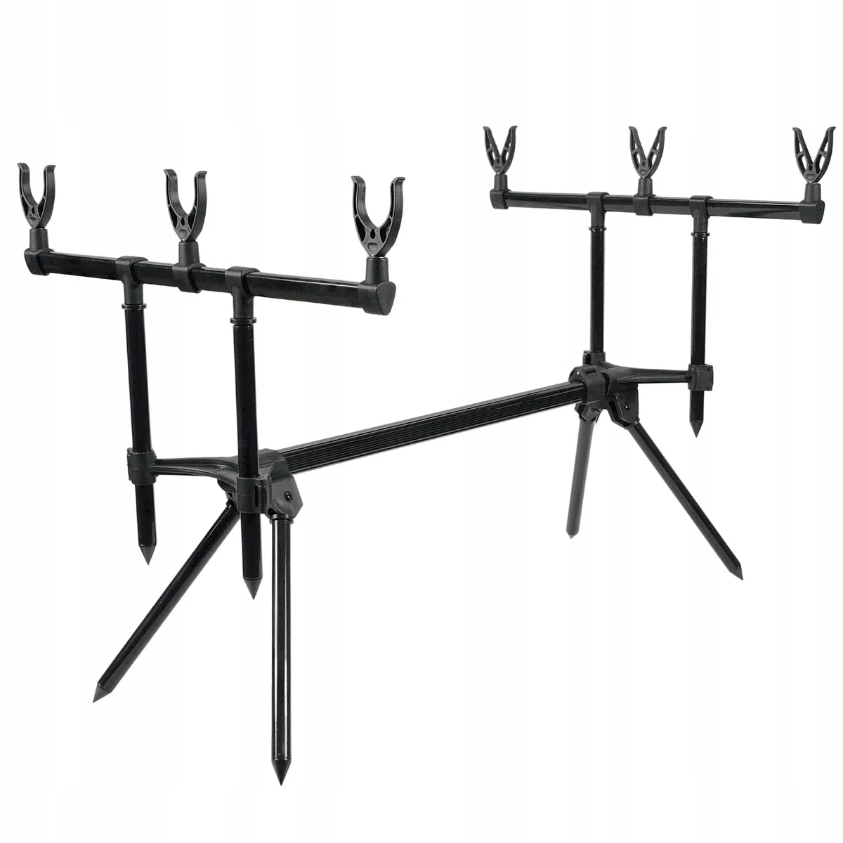 A&N Rod Pod per 3 canne – Supporto per canna da pesca regolabile 75 – 124 cm, robusto supporto per canna da pesca con filettatura universale per indicatore di morso, inclusa borsa per il trasporto