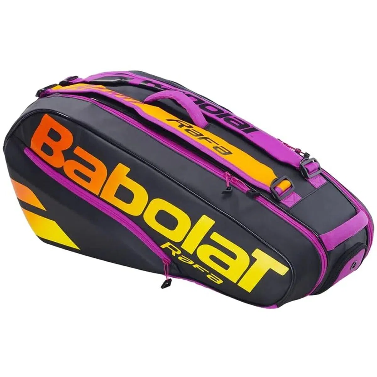 Babolat Pure Aero RAFA - Sacca da tennis, 6 pezzi, 48 litri, 8 scomparti, colore: Nero, Arancione, Viola