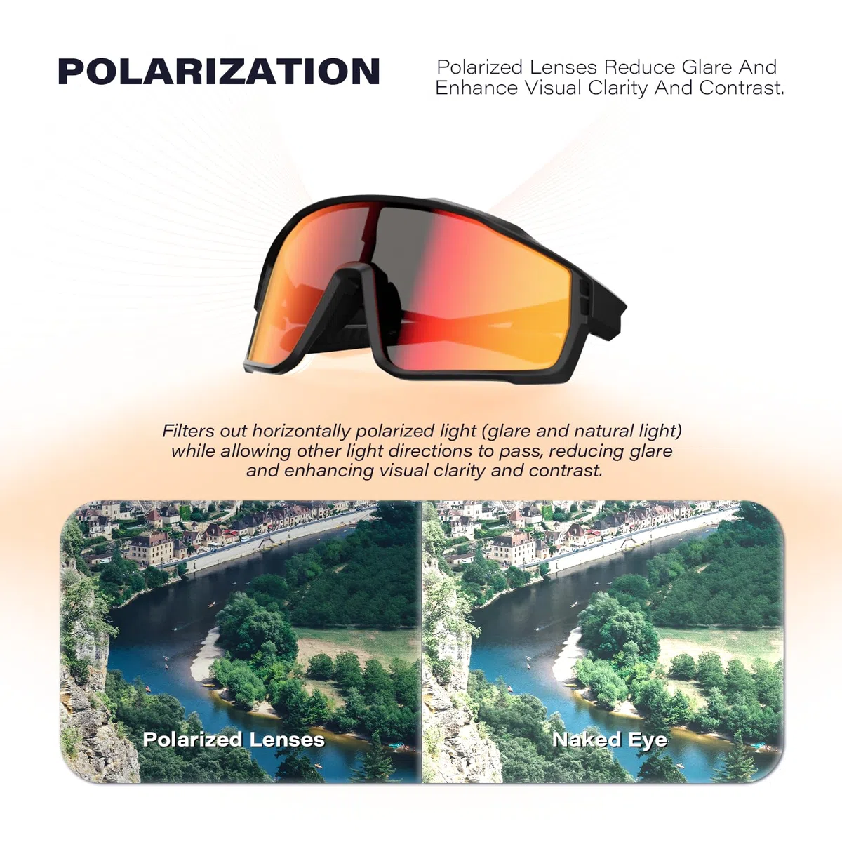Occhiali da ciclismo polarizzati con effetto fotocromatico, protezione UV400, con anti-appannamento invernale, per uomini e donne