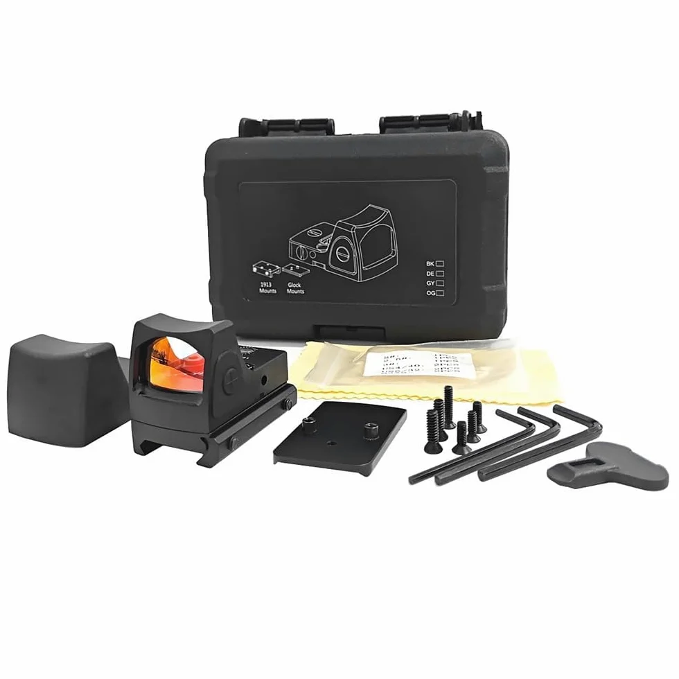 Reflex Sight Red Dot Sights Mit Seitlichem ON/Off Schalter with Universal Mount or Kill Flash Protection (Black)