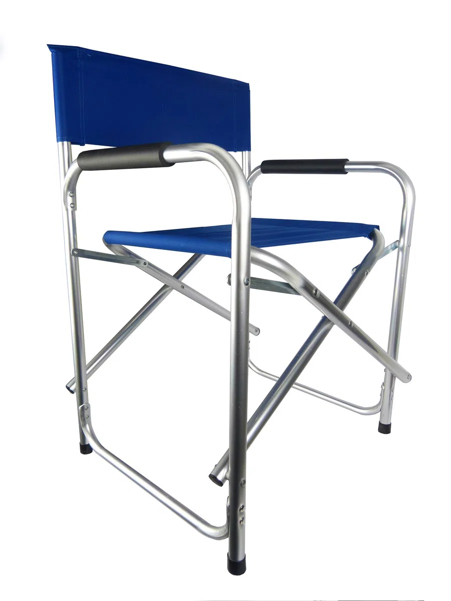 Hyfive Sedia pieghevole in alluminio blu con braccioli, da campeggio, pesca, giardino