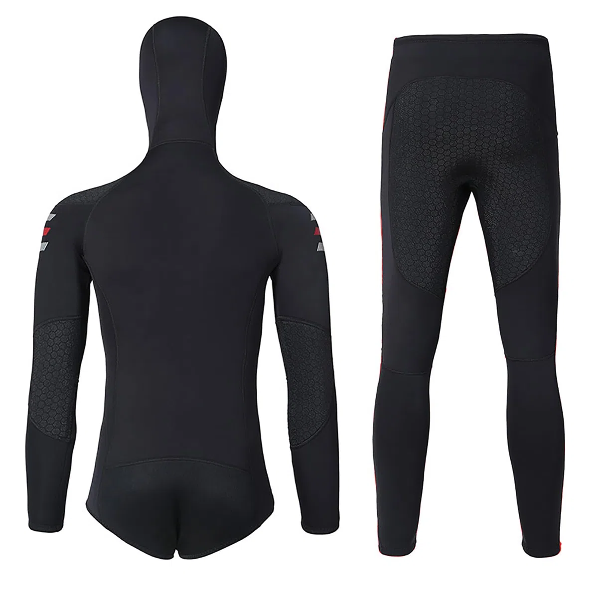 Muta da sub in neoprene da 3 mm per uomo, muta da caccia nera a corpo intero in 2 pezzi con cappuccio, manica lunga per apnea in acqua fresca, snorkeling, immersioni subacquee