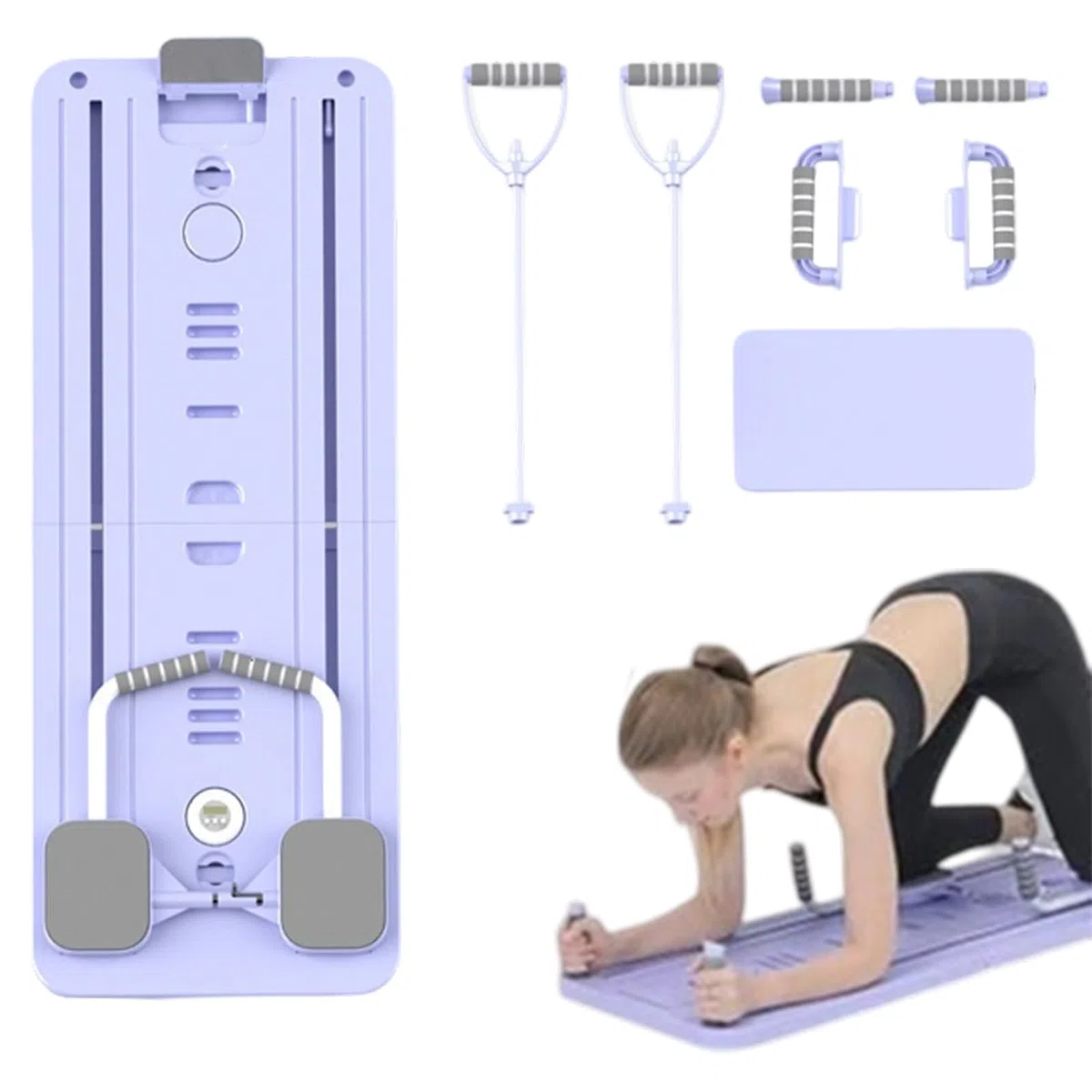 Riformatore portatile per Pilates Reformer, macchina per allenare gli addominali e pilates, accessorio pieghevole per la palestra a casa con fasce per l'allenamento della forza, per esercizi fisici