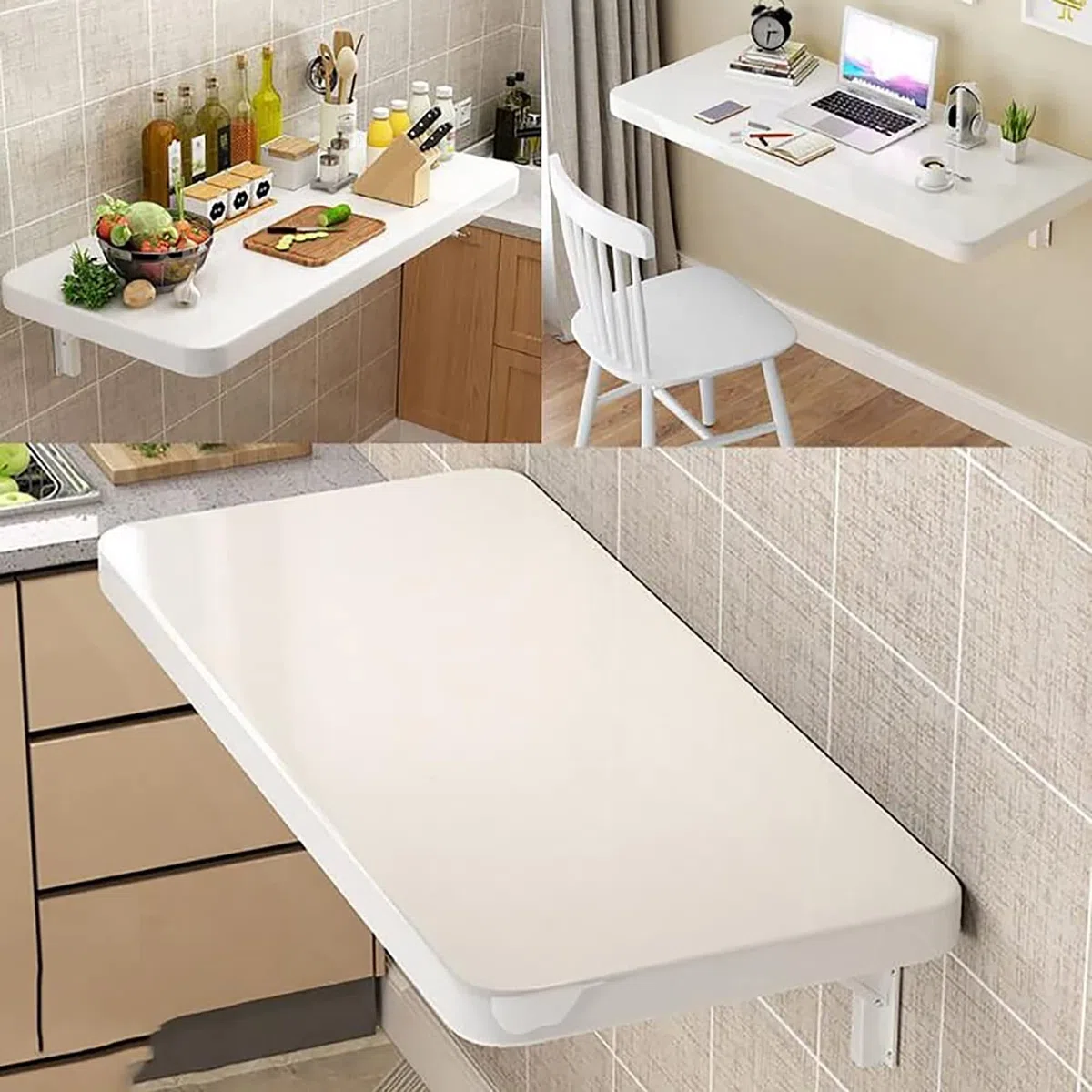 XJBTBA Tavolo Pieghevole a pareteScrivania salvaspazio con ribaltina per Piccoli spazi Perfetto Come Tavolo Pieghevole per Lavanderia o Soluzione per Sala da Pranzo in cucinaStazione di Lavoro