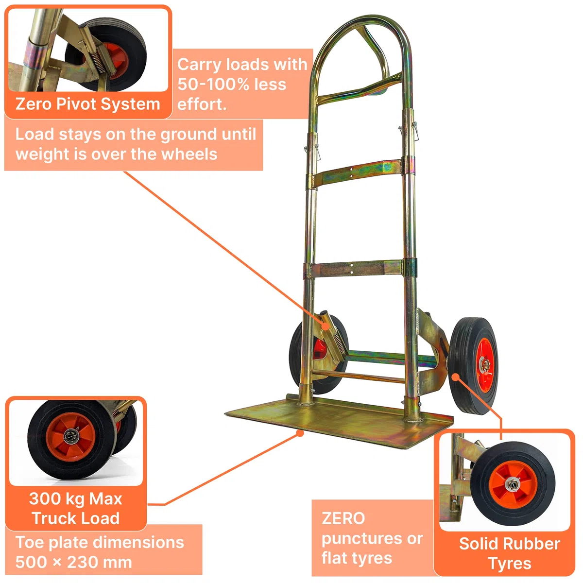 Heavy Duty Zero Pro - Sacchetto, 300 kg, pneumatici pivot ridotti e molto resistenti