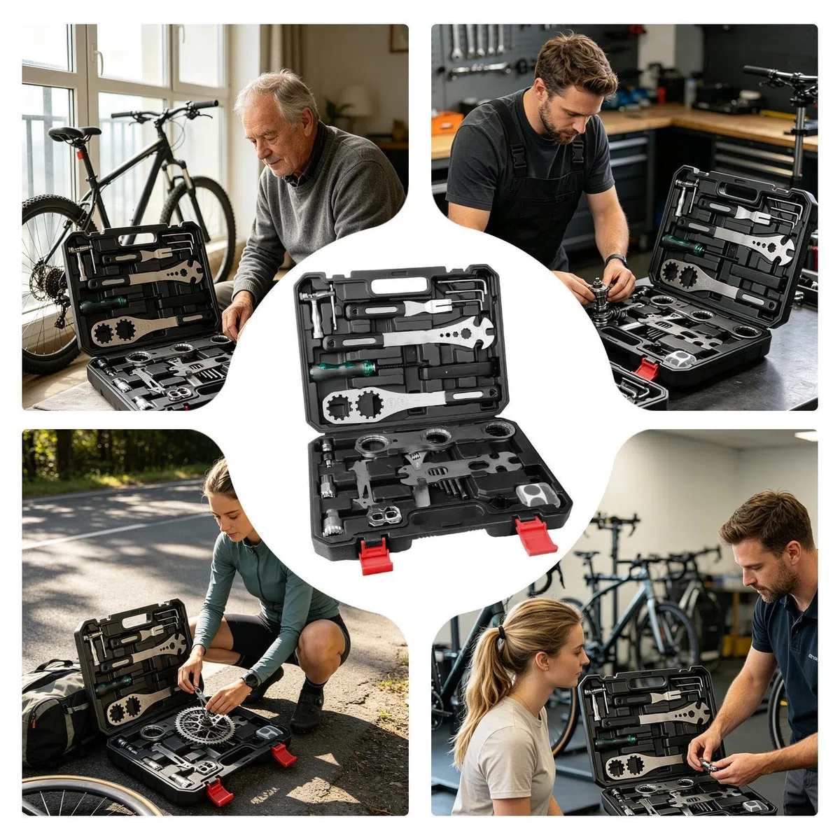 Pratico set di chiavi per bicicletta con | Attrezzi per bicicletta adatti per mountain bike, bici da strada, catene e pneumatici